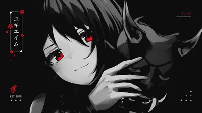 Red-Eyed Anime Girl with a Small Demon HD Wallpaper
