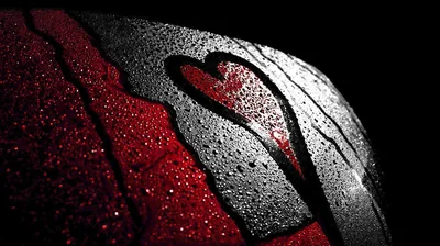 Heart on Rain-Streaked Red Glass HD Wallpaper