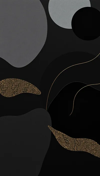 Gold Leaf Shapes on Charcoal Abstract HD Phone Wallpaper