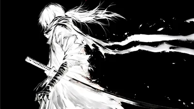 Monochrome Samurai Elegance in Black and White backiee