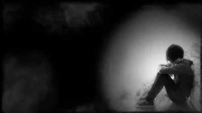 Crying Boy in Grainy Black and White HD Wallpaper