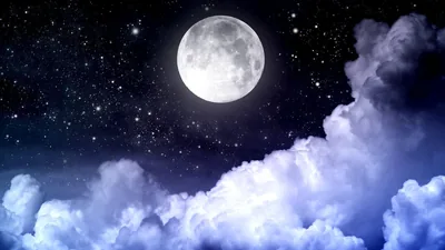 Night Clouds Under a Bright Moon HD Wallpaper