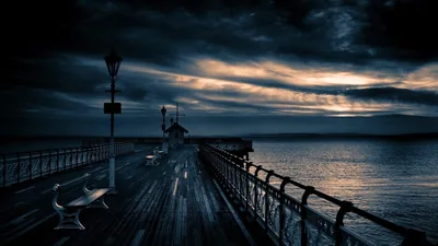 Wooden Pier at Dusk HD Wallpaper