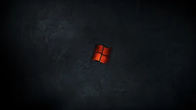 Red Windows Logo on Dark Wall HD Wallpaper