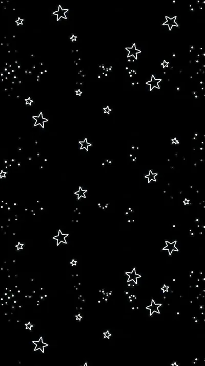 White Stars Doodle on Black HD Phone Wallpaper
