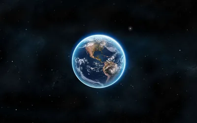 Small Blue Globe in Dark Space HD Wallpaper