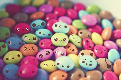 Candy Buttons with Doodle Faces HD Wallpaper