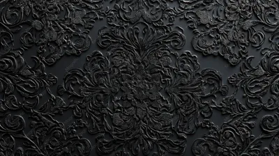 Ornate black textured wallpaper design with floral patterns