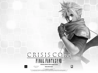 Black & White HD Wallpaper of Cloud Strife from Crisis Core Final Fantasy VII
