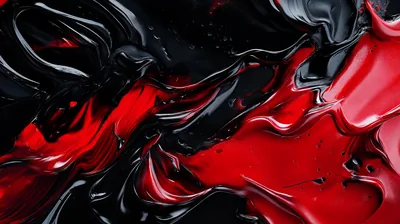 Red and Black Poured Paint Close-Up HD Wallpaper