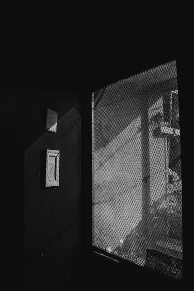 Monochrome Photo of Screen Door Free Stock Photo