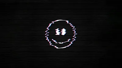 Glitch Smiley Face on Black HD Wallpaper