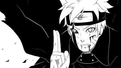 Naruto Drawn in Black and White Ink HD Wallpaper