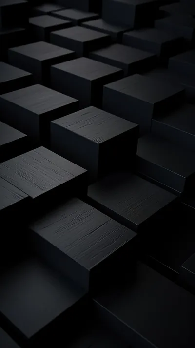 Black 3D Cubes in Rows HD Phone Wallpaper
