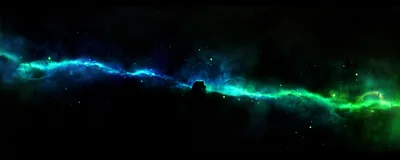 Green and Blue Nebula Band Ultrawide HD Wallpaper