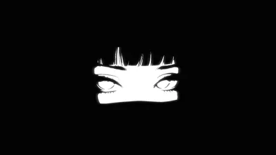 Monochrome Anime Eyes Emerging From the Dark backiee