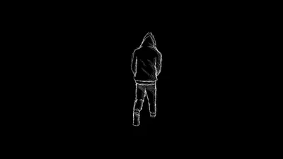 White Sketch of a Hooded Man HD Wallpaper