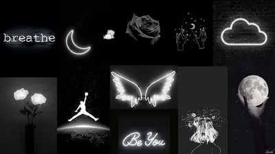 Neon Icon Collage on Black HD Wallpaper