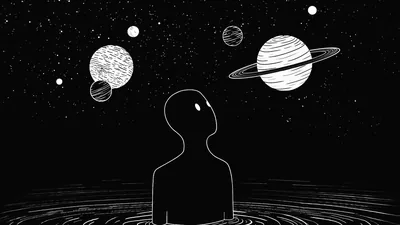 HD wallpaper abstract, black, white, Solar System, space, planet
