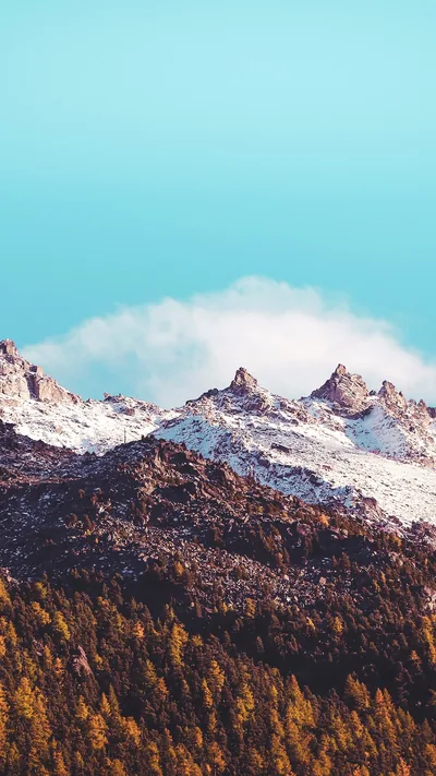 Snow-Dusted Ridge Under a Teal Sky HD Phone Wallpaper