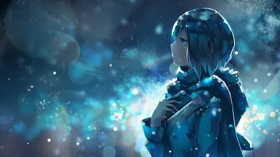 Snowfall Girl in a Blue Scarf HD Wallpaper
