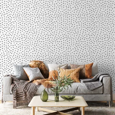 Modern Black and White Polka Dot Wallpaper