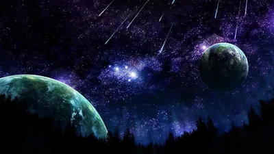 Meteor Shower Over a Night Forest HD Wallpaper