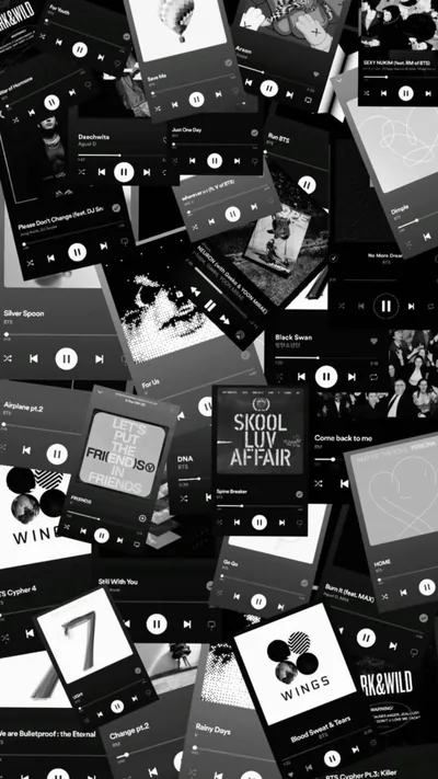 Black and white spotify playlist wallpaper