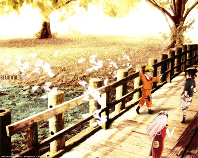 Naruto Chasing Butterflies on a Bridge HD Wallpaper