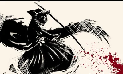Ink Brush Samurai with Blood Splatter HD Wallpaper