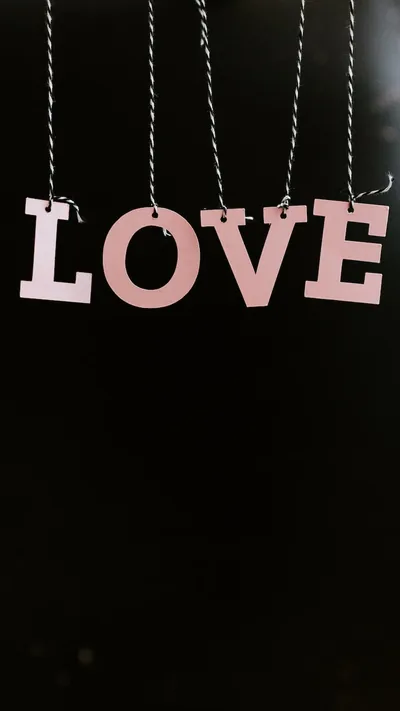 Pink Love Letters Hanging on Strings HD Phone Wallpaper