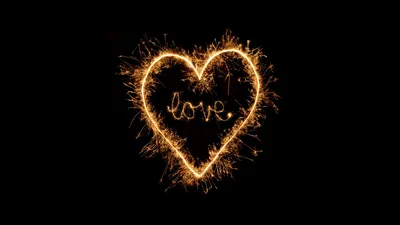 Sparkler Heart with the Word Love HD Wallpaper