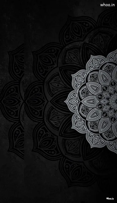 Grey Mandala on Dark Wall HD Phone Wallpaper