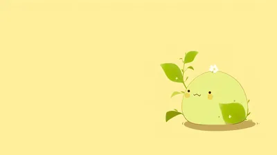 Green Sprout Blob on Yellow HD Wallpaper