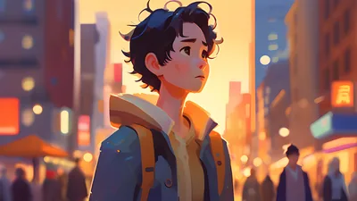Resolution Alone Boy Exploring City 4K AI Art 1080P Laptop
