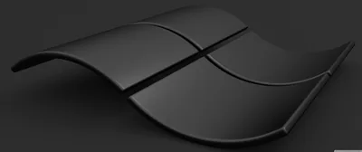 Curved 3D Windows Logo in Matte Black HD Wallpaper