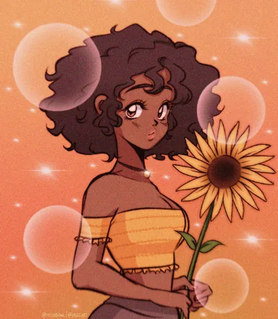 Anime Girl Holding a Sunflower HD Phone Wallpaper
