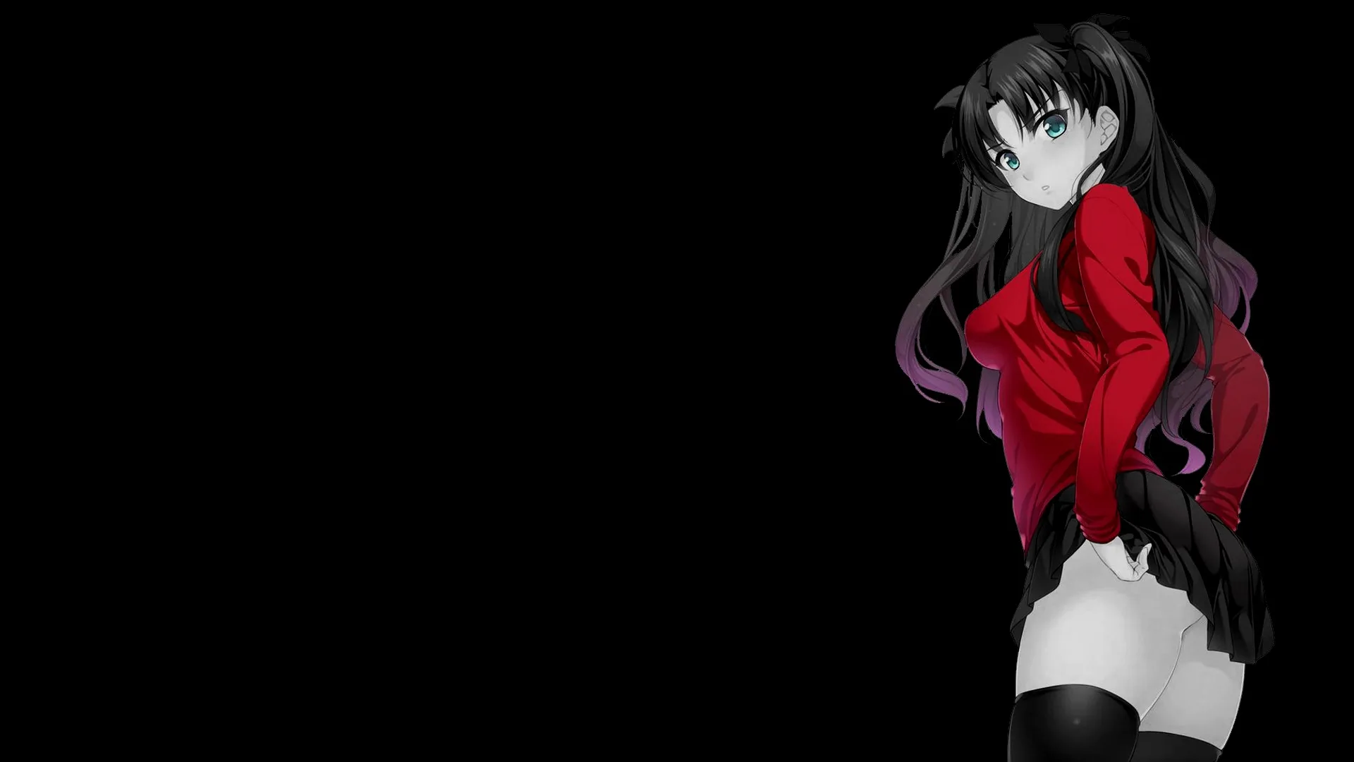 Wallpaper black background, anime girls, simple background, dark background, Fate Serie