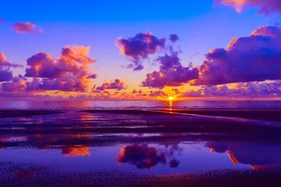 Cotton Clouds in Purple and Gold HD Wallpaper