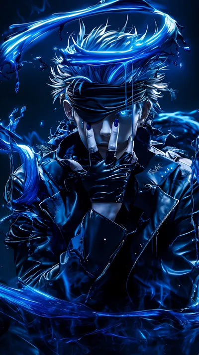 Satoru Gojo Wallpaper 4K, Blue aesthetic, Dark blue