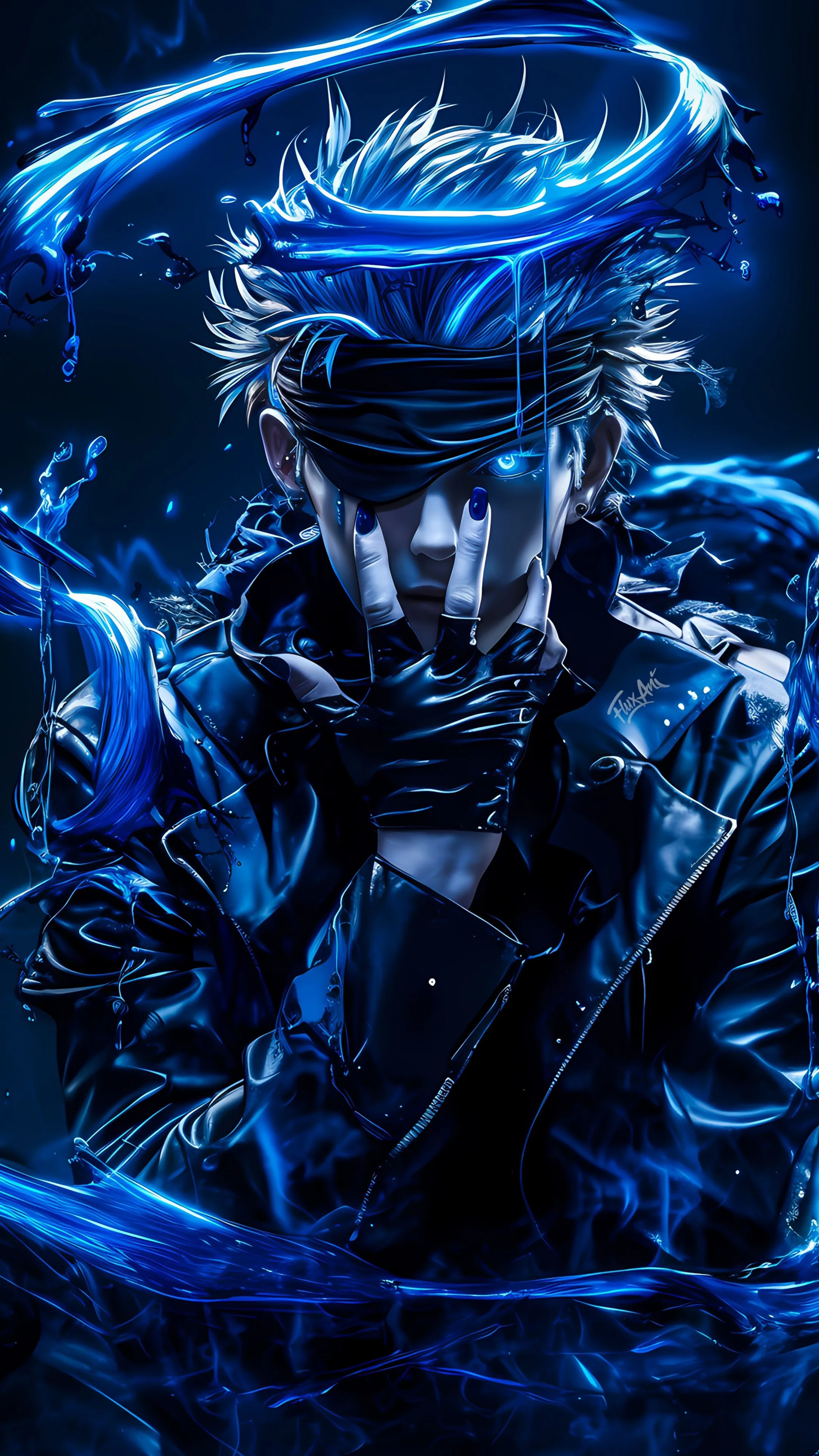 Satoru Gojo Wallpaper 4K, Blue aesthetic, Dark blue