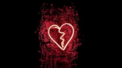 Broken heart Wallpaper 4K, Neon sign, Shattered, Vintage