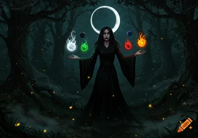 Artistic Depiction of a Fantasy Witch created on Craiyon