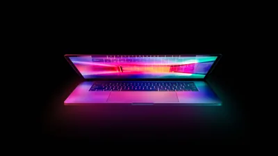 Laptop Glowing in Neon Colours HD Wallpaper