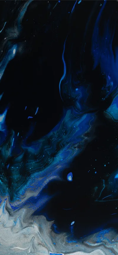 Navy Paint Pour with White Sediment HD Phone Wallpaper