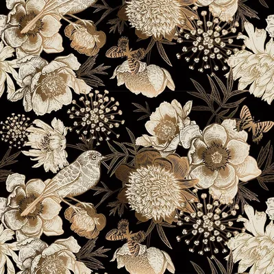 ReWallpaper Peel and Stick Wallpaper Black and Gold Vinyl Wrap for Furniture Pattern