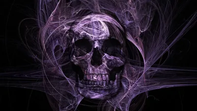 Purple Smoke Skull on Black HD Wallpaper