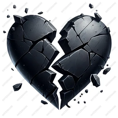 Broken Black Heart Clipart Valentine digital