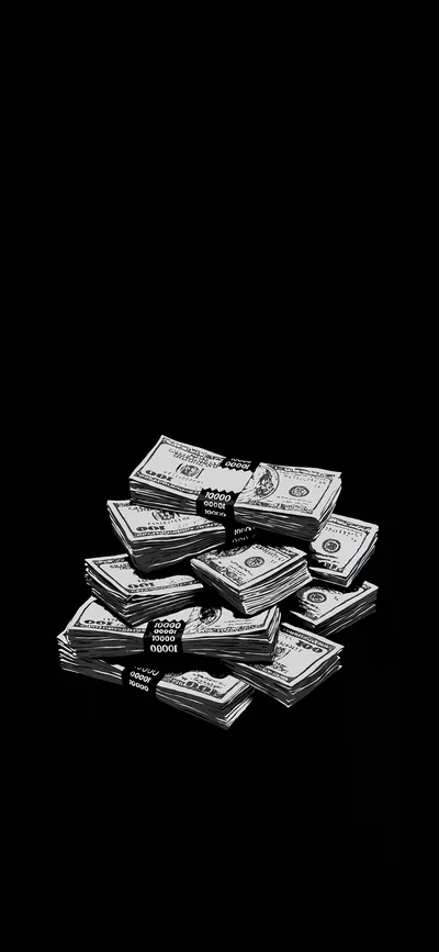 Money Stacks Black Wallpaper