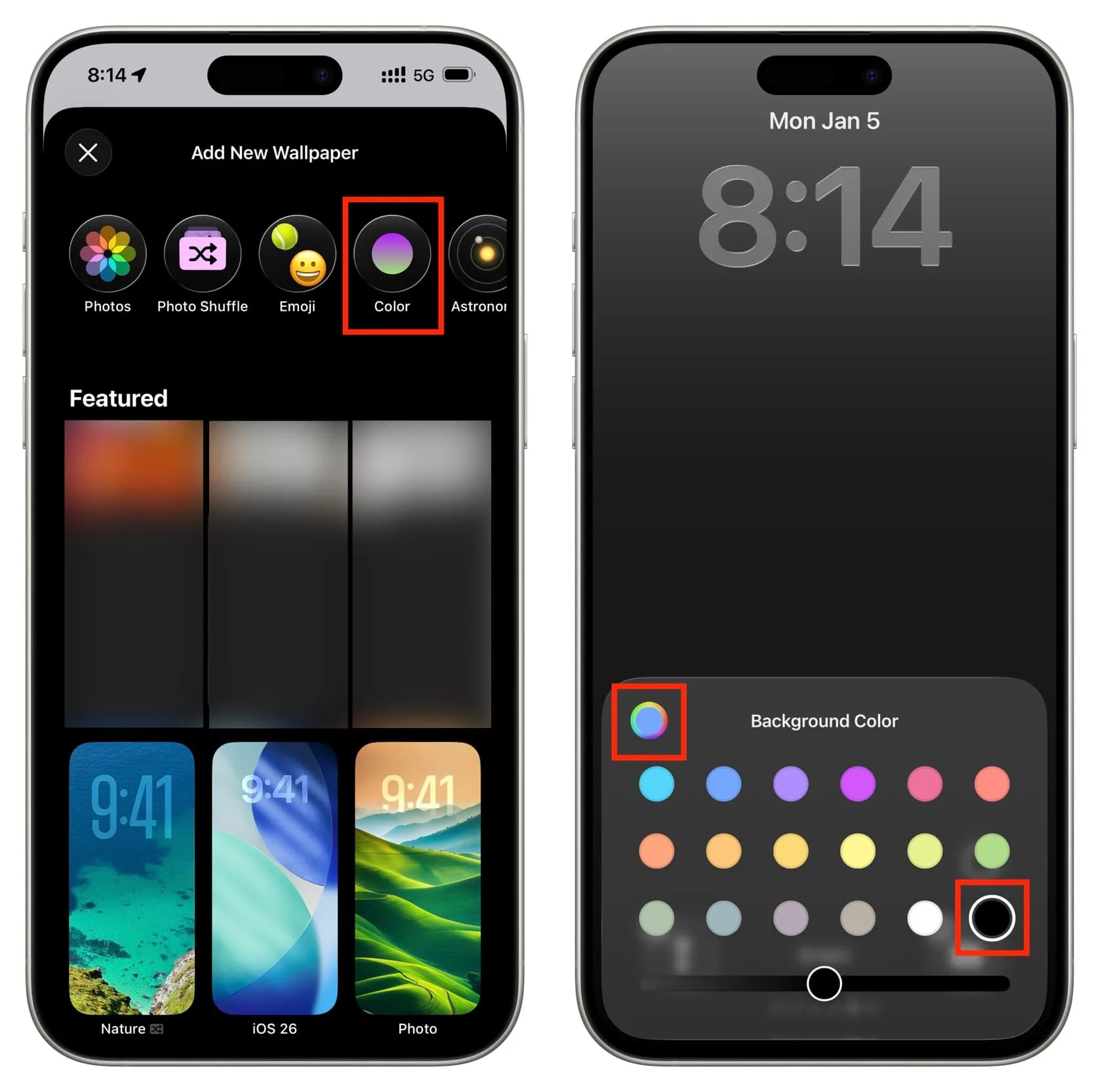 How to use solid black, white, or single color wallpaper on iPhone